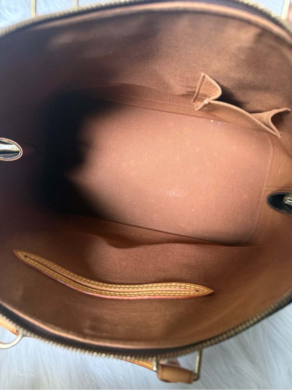 Louis Vuitton Brown Monogram Alma Satchel with Vachetta Trim - Picture 10 of 15